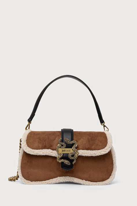 Just Cavalli Torebka crossbody damska z imitacji zamszu brązowa 81RA4BA1 ZSE75