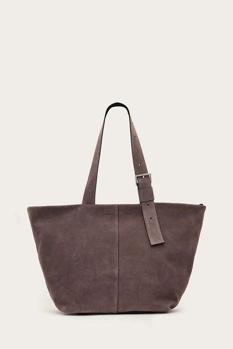 AllSaints Torebka shopper damska zamszowa EFFIE brązowa W423XE