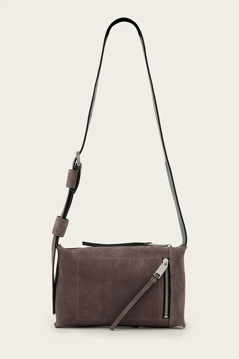 AllSaints Torebka crossbody damska zamszowa EFFIE brązowa W268XE