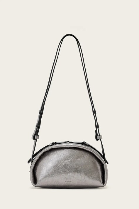 AllSaints Torebka crossbody damska skórzana EFFIE srebrna W179XF