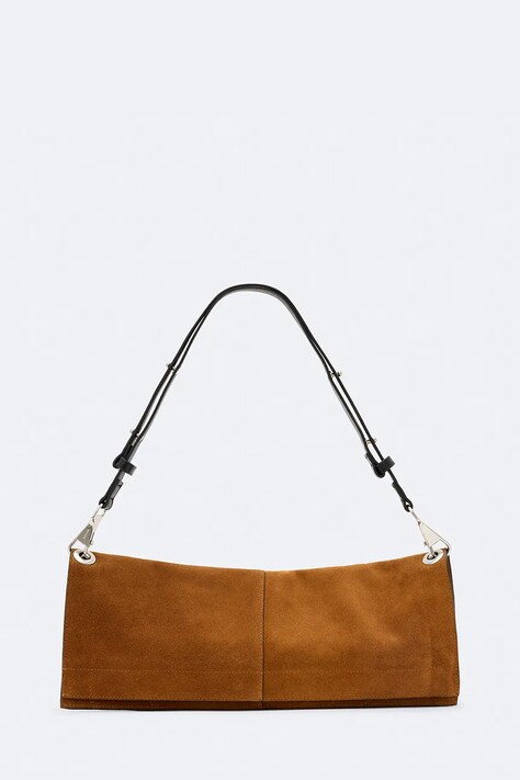 AllSaints Torebka crossbody damska zamszowa LUTECE brązowa W221XF