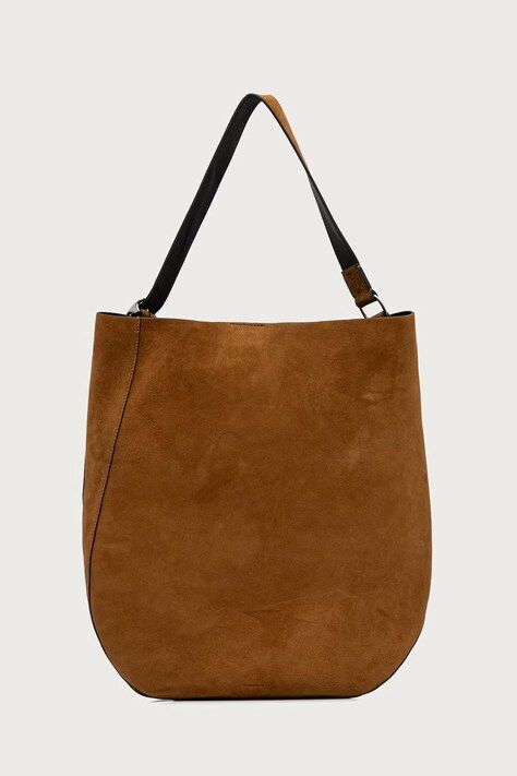 AllSaints Torebka shopper damska zamszowa ESME brązowa W186XF