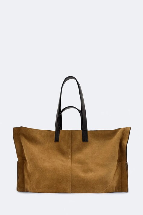 AllSaints Torebka shopper damska zamszowa LUTECE brązowa W172XF