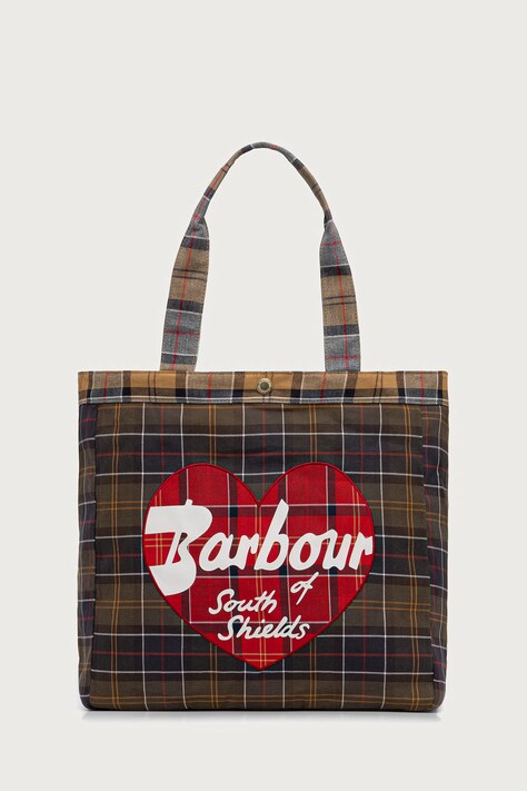 Barbour torebka shopper damska bawełniana bordowa LBA0559