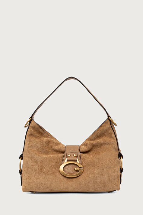 Guess Torebka hobo damska z imitacji zamszu CAMDEN beżowa HWSG93 08180