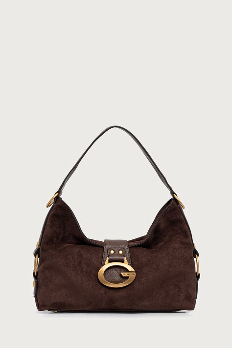 Guess Torebka hobo damska z imitacji zamszu CAMDEN brązowa HWSG93 08180