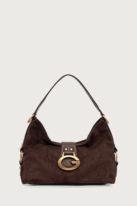 Guess Torebka hobo damska z imitacji zamszu CAMDEN brązowa HWSG93 08180