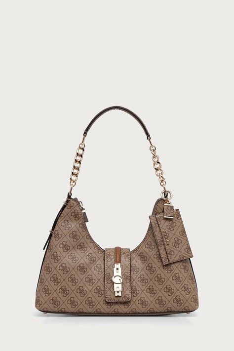 Guess Torebka hobo damska z imitacji skóry YVONNE beżowa HWSG23 78010