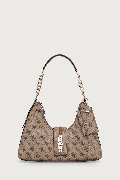 Guess Torebka hobo damska z imitacji skóry YVONNE beżowa HWSG23 78010