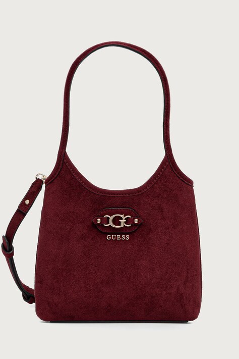 Guess torebka crossbody damska z imitacji zamszu SAMANTHA bordowa HWSG23 13750
