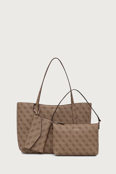 Guess torebka shopper damska z imitacji skóry BRENTON beżowa HWLG96 48240