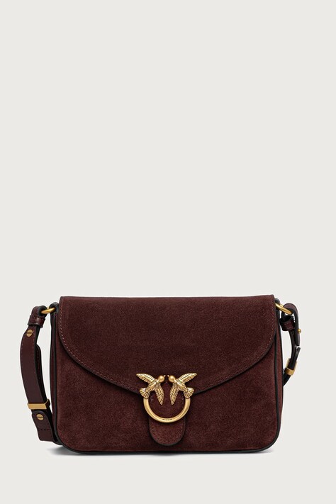 Pinko Torebka crossbody damska zamszowa bordowa 107656 A0F6