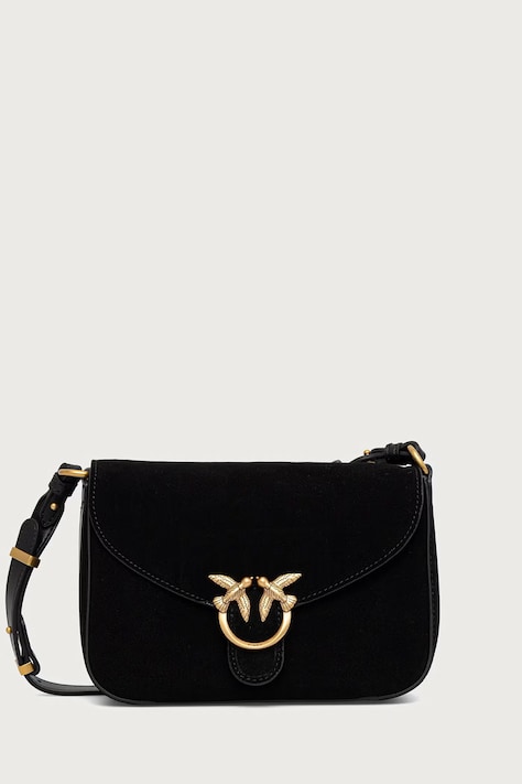 Pinko Torebka crossbody damska zamszowa czarna 107656 A0F6