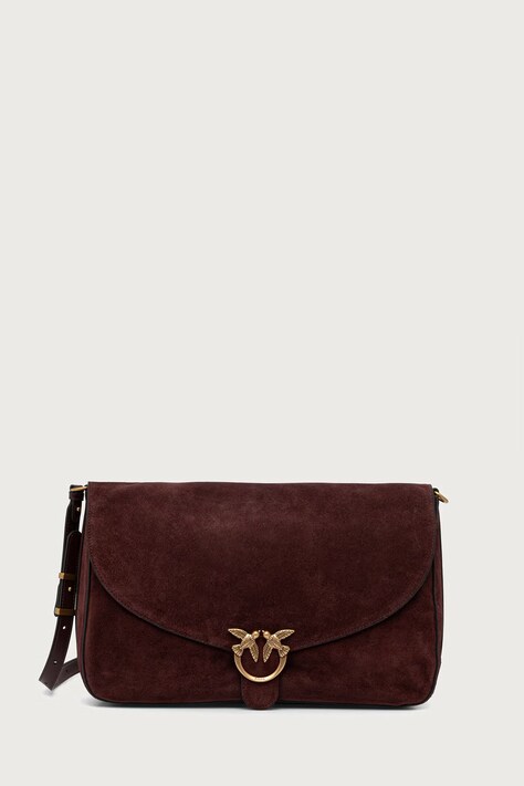 Pinko Torebka crossbody damska zamszowa bordowa 107915 A0F6