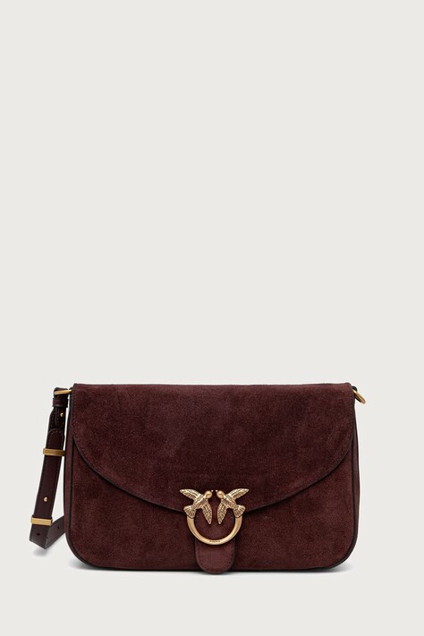 Pinko Torebka crossbody damska zamszowa bordowa 107655 A0F6