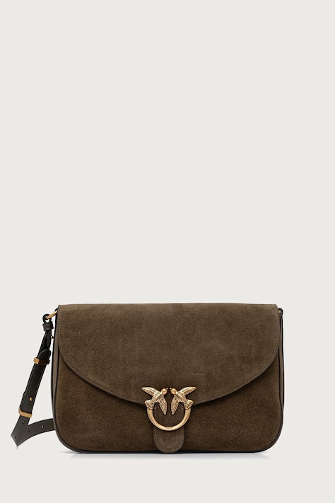 Pinko Torebka crossbody damska zamszowa zielona 107655 A0F6