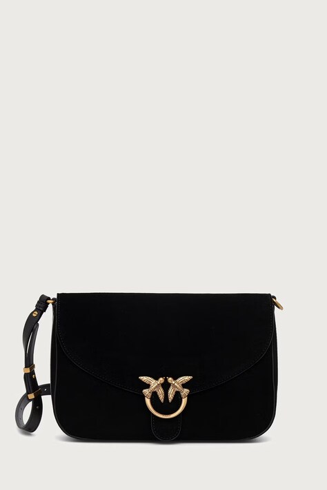Pinko Torebka crossbody damska zamszowa czarna 107655 A0F6