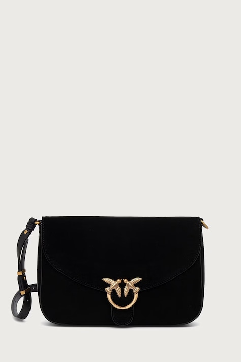Pinko Torebka crossbody damska zamszowa czarna 107655 A0F6