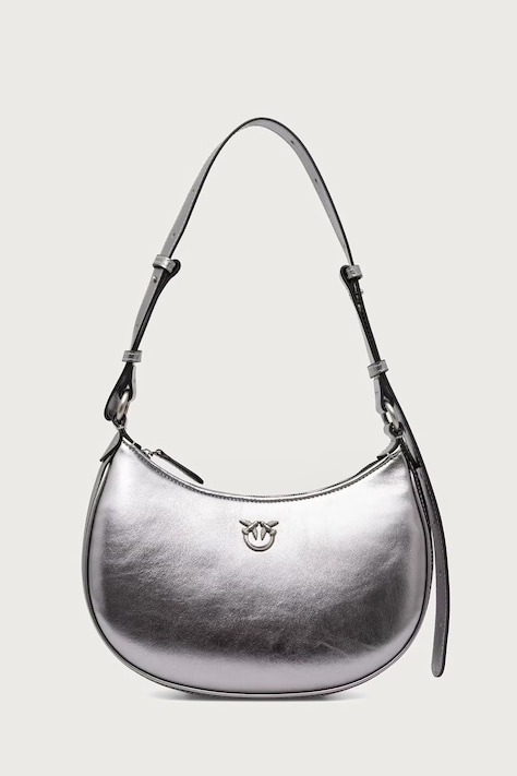Pinko Crossbody torba za žene od kože srebrna 102790 A3PX