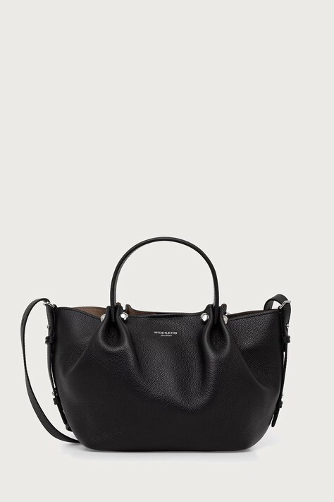 Weekend Max Mara Torebka shopper damska skórzana WKADRITTO czarna 2625516135600