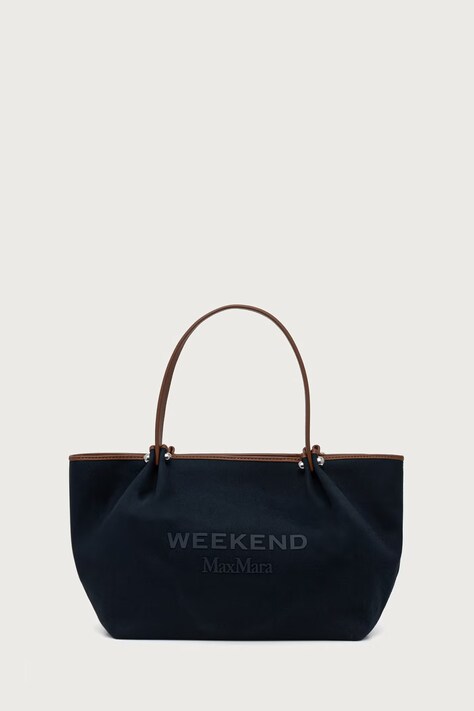 Weekend Max Mara Torebka shopper damska bawełniana WKAGETTO granatowa 2625516115600