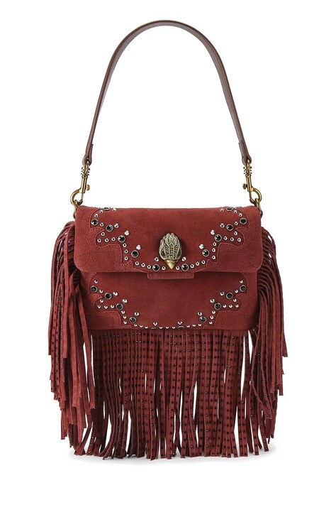 Kurt Geiger London torebka crossbody damska zamszowa OXFORD bordowa 5842954219