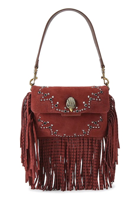 Kurt Geiger London torebka crossbody damska zamszowa OXFORD bordowa 5842954219