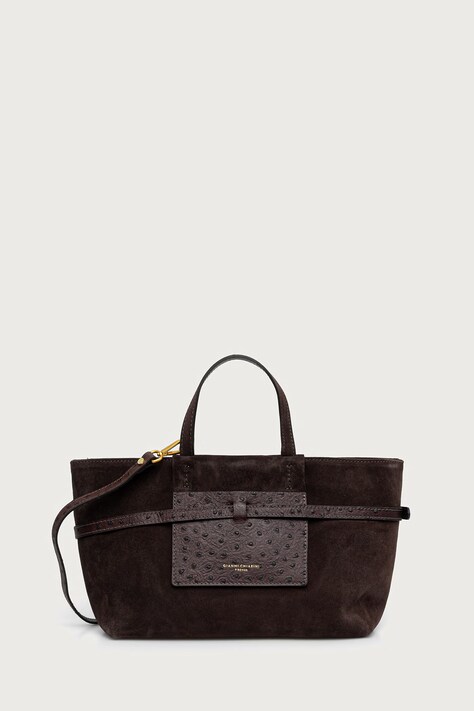 Gianni Chiarini Torebka shopper damska zamszowa BELTY brązowa BS 12695 CM-STEMU