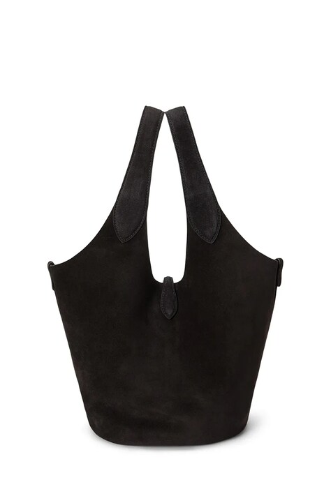 Polo Ralph Lauren Geantă shopper pentru femei din piele întoarsă neagră 428P23824