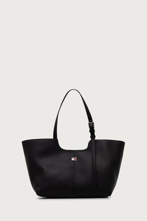 Tommy Jeans Shopper torba za žene od imitacije kože crna AW0AW19064