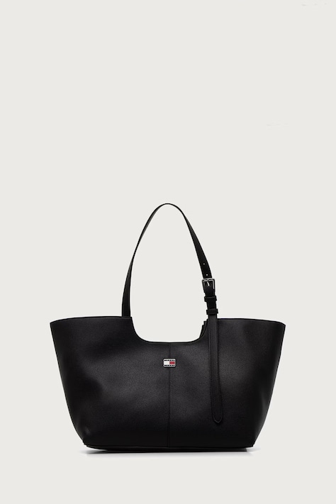 Tommy Jeans Nákupní taška dámská z imitace kůže černá AW0AW19064