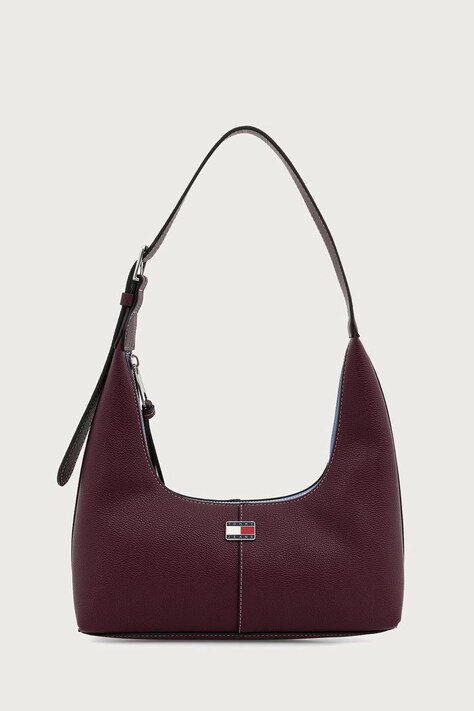 Tommy Jeans Torebka hobo damska z imitacji skóry bordowa AW0AW19059