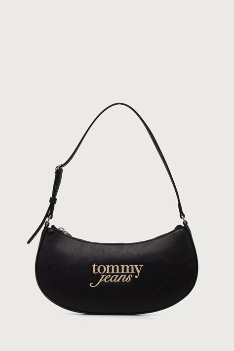 Tommy Jeans torebka rogal damska z imitacji skóry czarna AW0AW19047