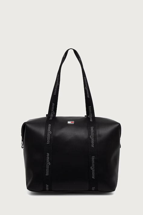 Tommy Jeans shopper γυναικεία από απομίμηση δέρματος μαύρη AW0AW19046
