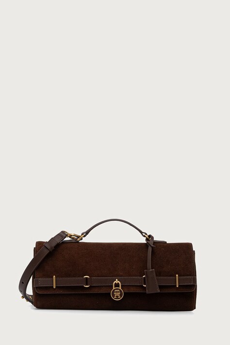 Tommy Hilfiger torebka crossbody damska zamszowa brązowa AW0AW19515