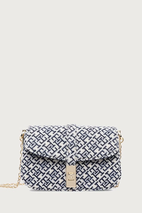 Tommy Hilfiger структурирана чанта дамска тъмносиня AW0AW19320