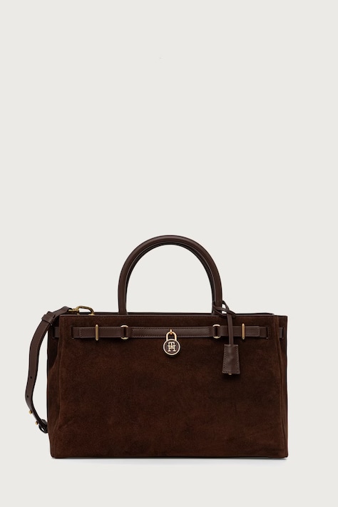 Tommy Hilfiger torebka tote damska zamszowa brązowa AW0AW19216