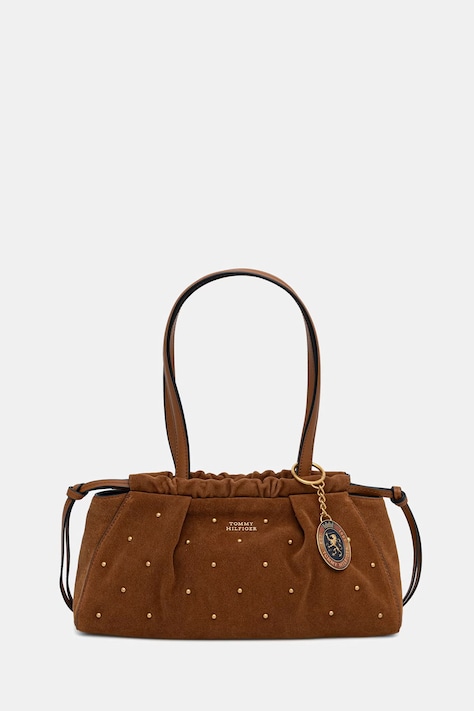 Tommy Hilfiger torebka damska zamszowa brązowa AW0AW19202