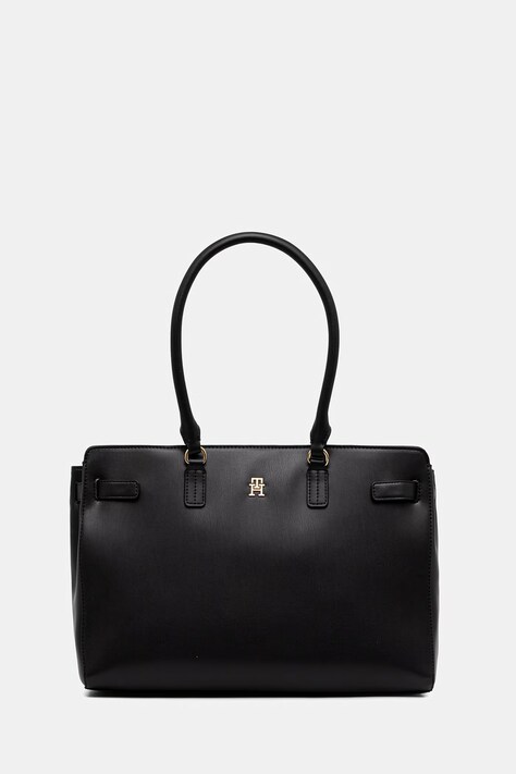 Tommy Hilfiger torebka shopper damska z imitacji skóry czarna AW0AW19069