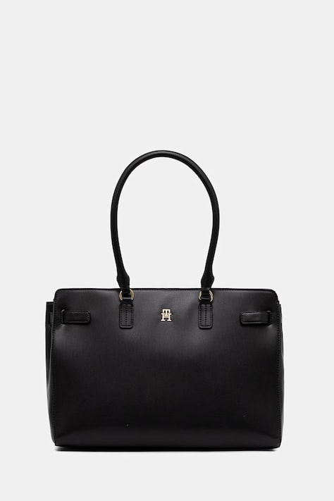 Tommy Hilfiger torebka shopper damska z imitacji skóry czarna AW0AW19069