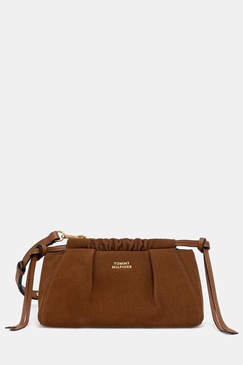 Tommy Hilfiger torebka damska zamszowa brązowa AW0AW19010