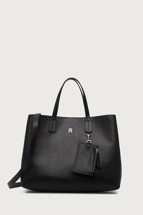Tommy Hilfiger shopper γυναικεία από απομίμηση δέρματος μαύρη AW0AW18923