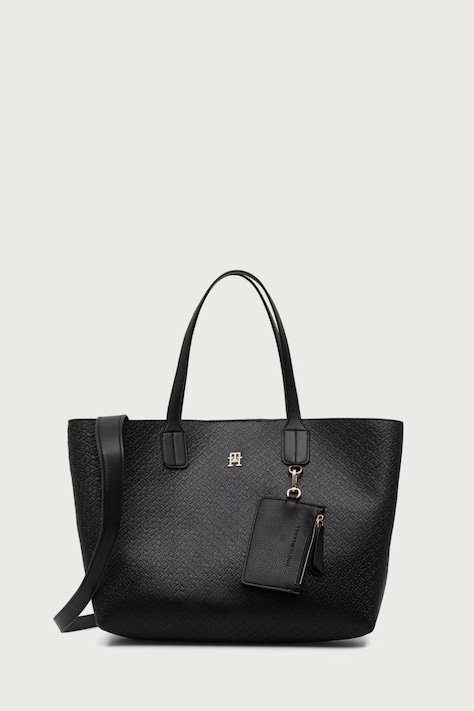 Tommy Hilfiger Shopper γυναικεία από απομίμηση δέρματος μαύρη AW0AW18923