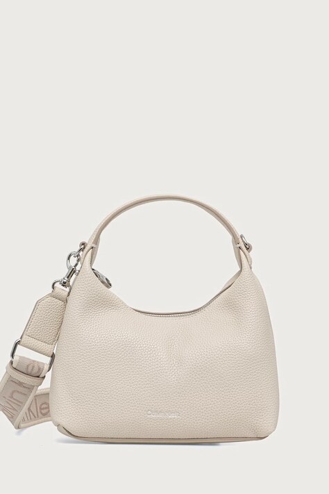Calvin Klein Torebka hobo damska z imitacji skóry beżowa LV04F3892G