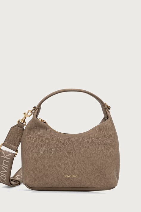 Calvin Klein Torebka hobo damska z imitacji skóry szara LV04F3892G