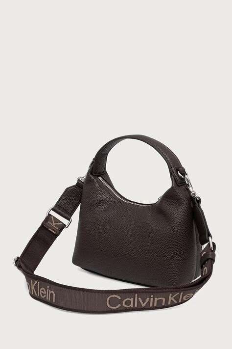 Calvin Klein Torebka hobo damska z imitacji skóry brązowa LV04F3892G