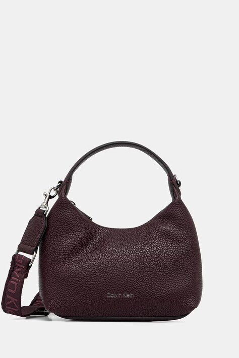 Calvin Klein torebka hobo damska z imitacji skóry bordowa LV04F3892G