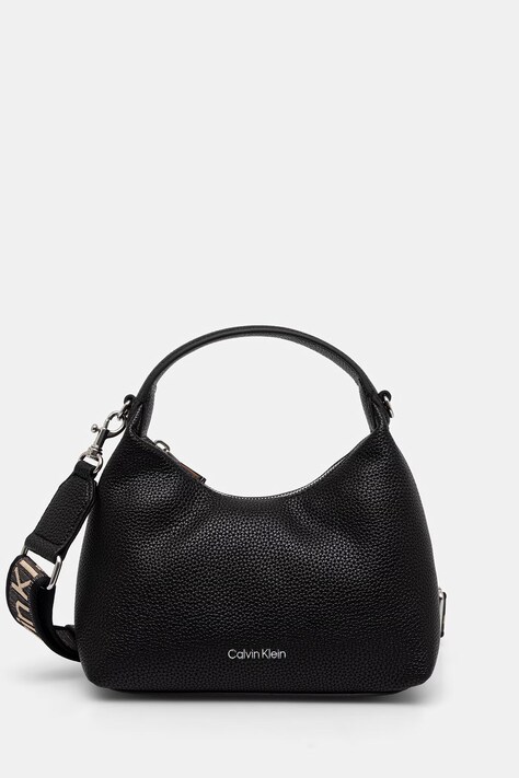 Calvin Klein torebka hobo damska z imitacji skóry czarna LV04F3892G