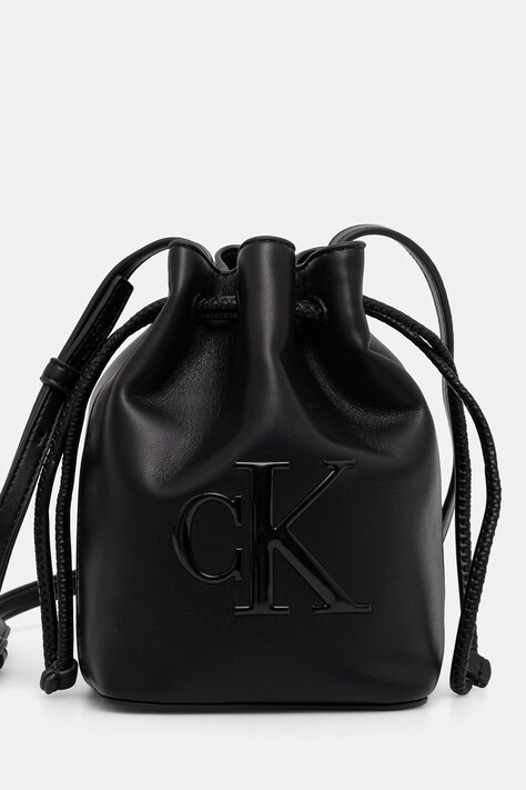Calvin Klein torebka worek damska z imitacji skóry czarna LV04F3870G