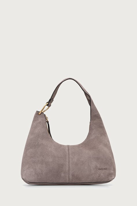 Calvin Klein Mala torba hobo za žene od brušene kože smeđa LV04F3691G